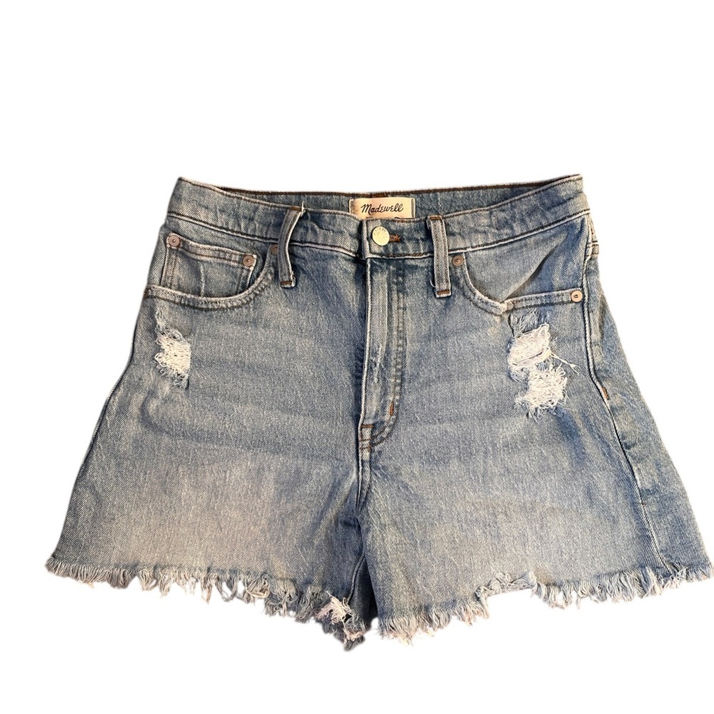 Madewell Jean Shorts Distressed High-Waisted - Med Wash - Size 27‎ - 3.5” Inseam